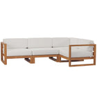 Modway Upland 4-Piece Outdoor Patio Teak Wood Sectional Sofa Set  