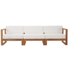Modway Upland 3-Piece Outdoor Patio Teak Wood Sectional Sofa Set  
