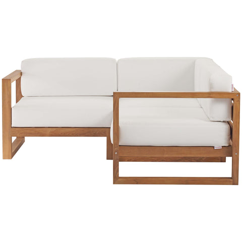 Modway Upland 3-Piece Outdoor Patio Teak Wood Sectional Sofa Set EEI-4255