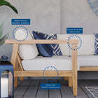 Modway Bayport 3-Piece Outdoor Patio Teak Wood Sectional Sofa Set