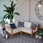 Modway Bayport 3-Piece Outdoor Patio Teak Wood Sectional Sofa Set