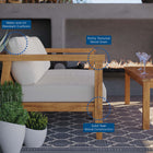 Modway Bayport Outdoor Patio Teak Wood 2-Seater Loveseat