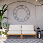 Modway Bayport Outdoor Patio Teak Wood 2-Seater Loveseat