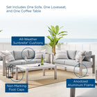 Modway Shore 3 Piece Sunbrella® Fabric Outdoor Patio Aluminum Set