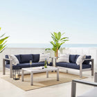 Modway Shore 3 Piece Sunbrella® Fabric Outdoor Patio Aluminum Set