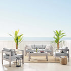 Modway Shore 4 Piece Sunbrella® Fabric Outdoor Patio Aluminum Set