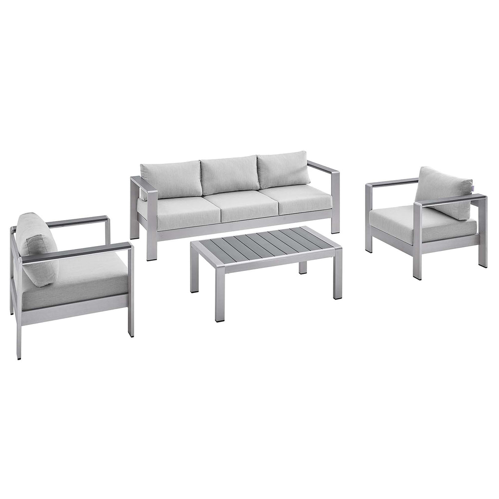 Modway Shore 4 Piece Sunbrella® Fabric Outdoor Patio Aluminum Set  