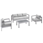 Modway Shore 4 Piece Sunbrella® Fabric Outdoor Patio Aluminum Set  