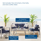 Modway Shore 4 Piece Sunbrella® Fabric Outdoor Patio Aluminum Set