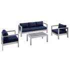 Modway Shore 4 Piece Sunbrella® Fabric Outdoor Patio Aluminum Set  