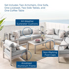 Modway Shore 7 Piece Sunbrella® Fabric Outdoor Patio Aluminum Set
