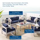 Modway Shore 7 Piece Sunbrella® Fabric Outdoor Patio Aluminum Set