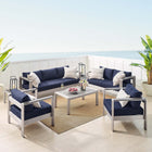 Modway Shore 7 Piece Sunbrella® Fabric Outdoor Patio Aluminum Set