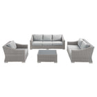 Modway Conway 4-Piece Sunbrella® Outdoor Patio Wicker Rattan Furniture Set  