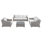 Modway Conway 4-Piece Sunbrella® Outdoor Patio Wicker Rattan Furniture Set  