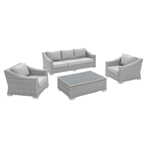 Modway Conway 4-Piece Sunbrella® Outdoor Patio Wicker Rattan Furniture Set EEI-4359