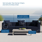 Modway Saybrook 3-Piece Outdoor Patio Upholstered Sectional Sofa