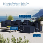Modway Saybrook 5-Piece Outdoor Patio Upholstered Sectional Sofa EEI-4382