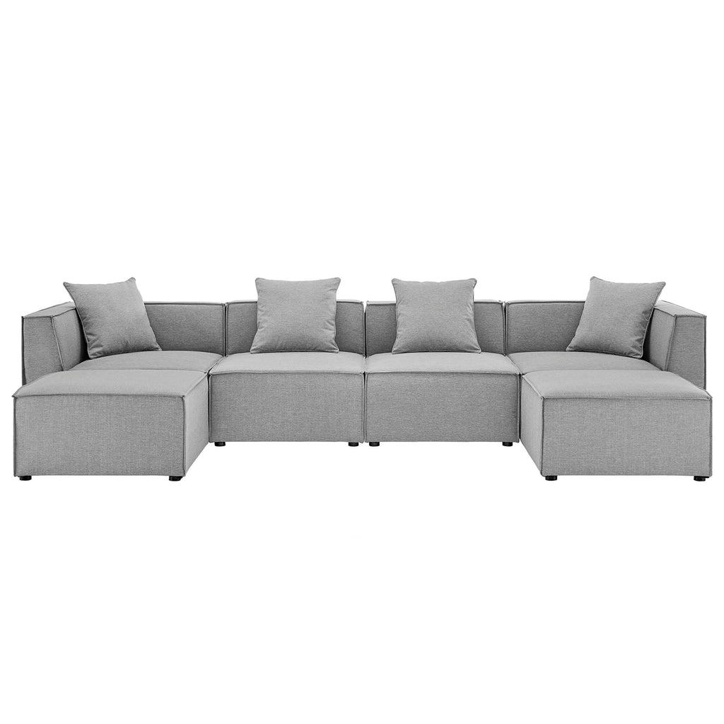 Modway Saybrook 6-Piece Outdoor Patio Upholstered Sectional Sofa  