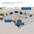 Modway Saybrook 8-Piece Outdoor Patio Upholstered Sectional Sofa