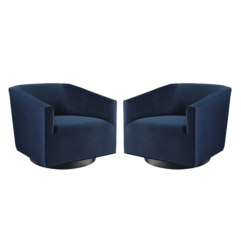 Modway Twist Performance Velvet Swivel Chair Set of 2  