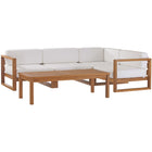 Modway Upland 5-Piece Outdoor Patio Teak Wood Sectional Sofa Set  