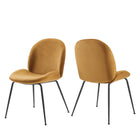 Modway Scoop Black Powder Coated Steel Leg Performance Velvet Dining Chairs Set of 2  