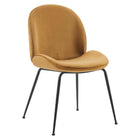 Modway Scoop Black Powder Coated Steel Leg Performance Velvet Dining Chairs Set of 2