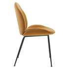 Modway Scoop Black Powder Coated Steel Leg Performance Velvet Dining Chairs Set of 2