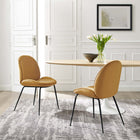 Modway Scoop Black Powder Coated Steel Leg Performance Velvet Dining Chairs Set of 2