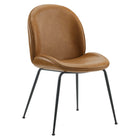 Modway Scoop Black Powder Coated Steel Leg Vegan Leather Dining Chairs Set of 2