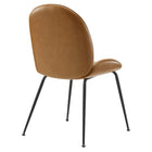 Modway Scoop Black Powder Coated Steel Leg Vegan Leather Dining Chairs Set of 2