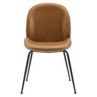 Modway Scoop Black Powder Coated Steel Leg Vegan Leather Dining Chairs Set of 2