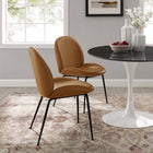 Modway Scoop Black Powder Coated Steel Leg Vegan Leather Dining Chairs Set of 2