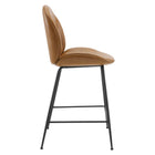 Modway Scoop Black Powder Coated Steel Leg Vegan Leather Counter Stool