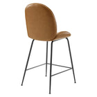 Modway Scoop Black Powder Coated Steel Leg Vegan Leather Counter Stool