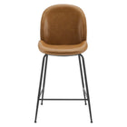 Modway Scoop Black Powder Coated Steel Leg Vegan Leather Counter Stool