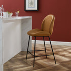Modway Scoop Black Powder Coated Steel Leg Vegan Leather Counter Stool