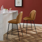 Modway Scoop Black Powder Coated Steel Leg Vegan Leather Counter Stool