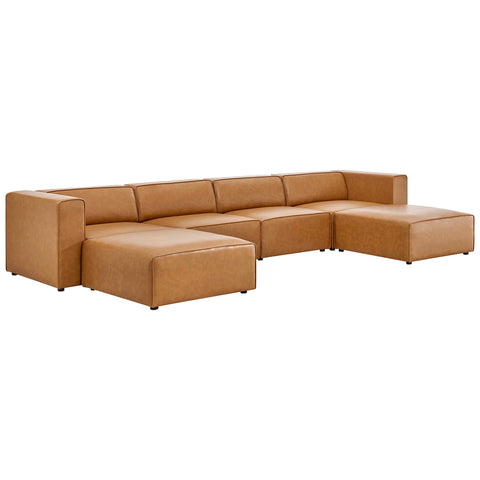 Modway Mingle 4-Piece Vegan Leather Sofa and 2 Ottomans Set  