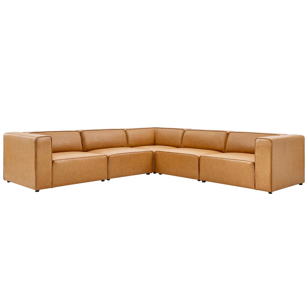 Modway Mingle 5-Piece Vegan Leather Sectional Sofa  