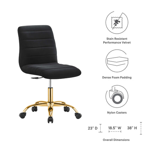 Modway Ripple Armless Performance Velvet Office Chair  