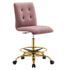 Modway Prim Armless Performance Velvet Drafting Chair  
