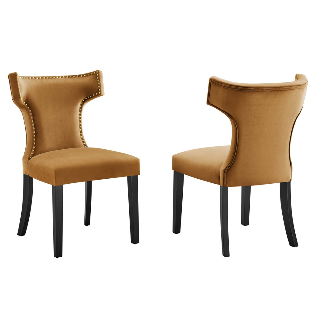 Modway Curve Performance Velvet Dining Chairs Set of 2  