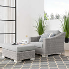 Modway Conway 2-Piece Outdoor Patio Wicker Rattan Armchair and Ottoman Set