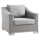 Modway Conway 2-Piece Outdoor Patio Wicker Rattan Armchair and Ottoman Set