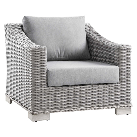 Modway Conway 2-Piece Outdoor Patio Wicker Rattan Armchair and Ottoman Set  