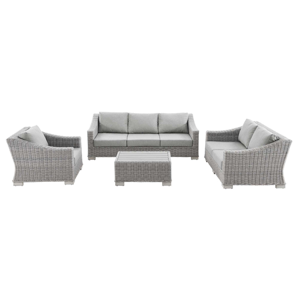 Modway Conway 4-Piece Outdoor Patio Wicker Rattan Furniture Set  