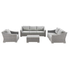 Modway Conway 4-Piece Outdoor Patio Wicker Rattan Furniture Set  