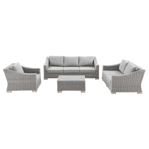 Modway Conway 4-Piece Outdoor Patio Wicker Rattan Furniture Set  